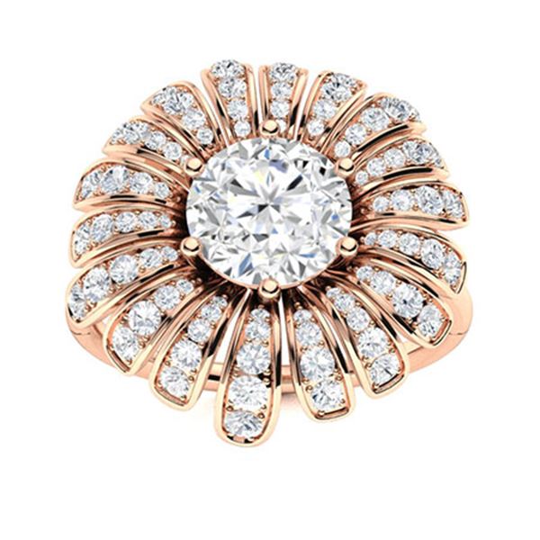 Natural 1.66 CTW Diamond Solitaire Ring 14K Rose Gold