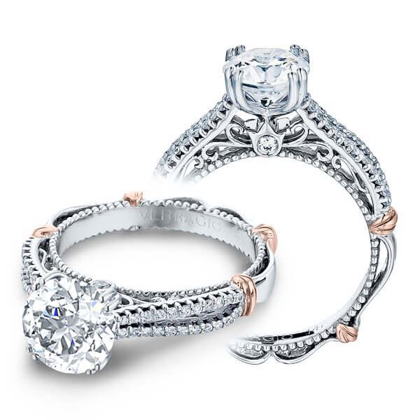 Natural 2.22 CTW Verragio Parisian D-108 Round Cut Engagement Ring 14KT Two Tone