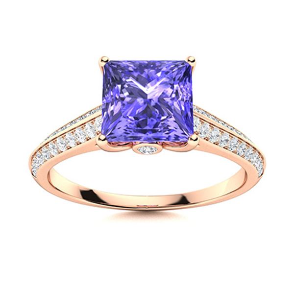 Natural 1.29 CTW Tanzanite & Diamond Engagement Ring 14K Rose Gold