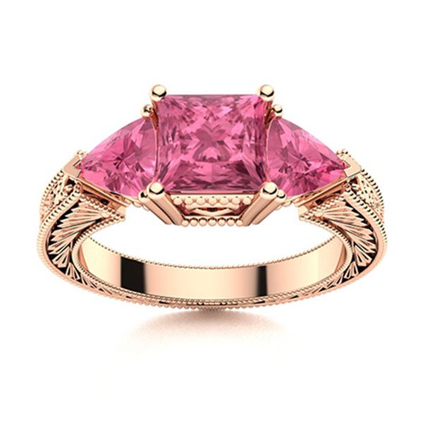 Natural 1.97 CTW Tourmaline Solitaire Ring 18K Rose Gold