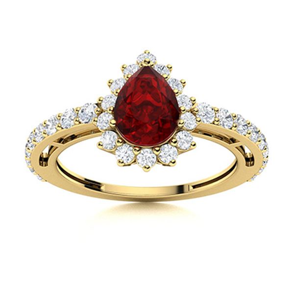 Natural 1.64 CTW Garnet & Diamond Engagement Ring 14K Yellow Gold