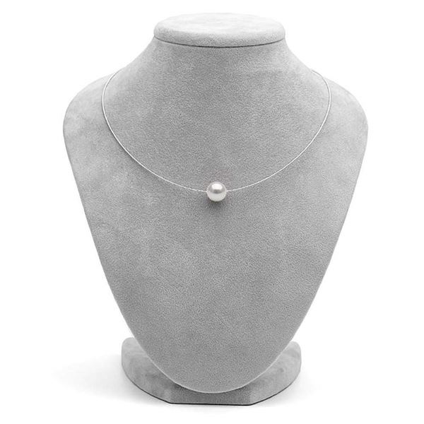 White South Sea Round Pearl Solitaire Fixed Omega Necklace