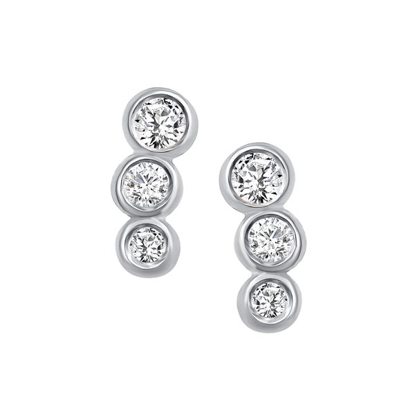 Natural 0.22 CTW Petite Bezel Diamond Earrings 18KT White Gold