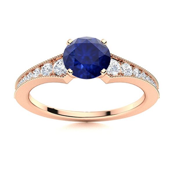 Natural 1.85 CTW Sapphire & Diamond Engagement Ring 14K Rose Gold