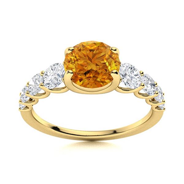 Natural 1.78 CTW Citrine & Diamond Engagement Ring 18K Yellow Gold