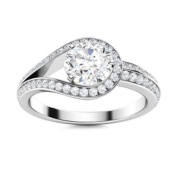 Natural 1.12 CTW Diamond Solitaire Ring 18K White Gold