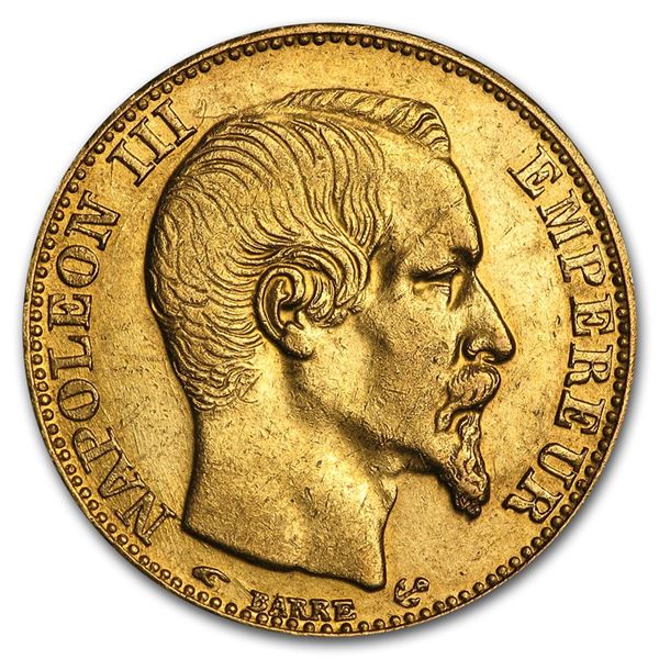 1852-1860 France Gold 20 Francs Napoleon III AU