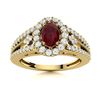 Image 1 : Natural 1.0 CTW Ruby & Diamond Engagement Ring 18K Yellow Gold