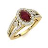 Image 2 : Natural 1.0 CTW Ruby & Diamond Engagement Ring 18K Yellow Gold