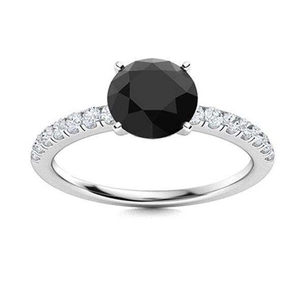 Natural 1.52 CTW Black & White Diamond Engagement Ring 18K White Gold