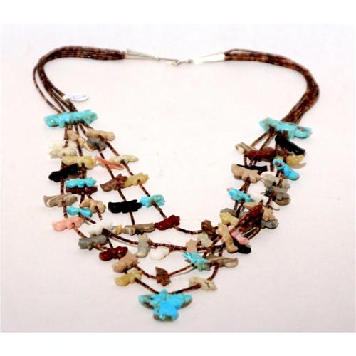 Hand carved Zuni Fetish Necklace 5 Strand