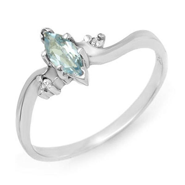0.29 ctw Blue Topaz & Diamond Ring 10k White Gold - REF-9G2W