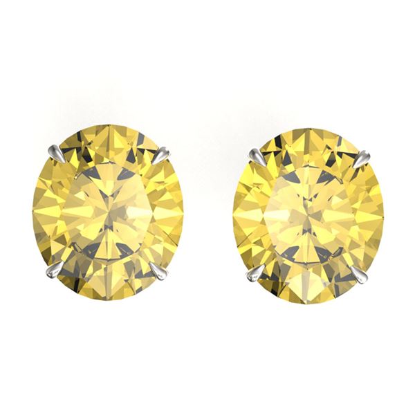 18 ctw Citrine Designer Stud Earrings 18k White Gold - REF-53X3A