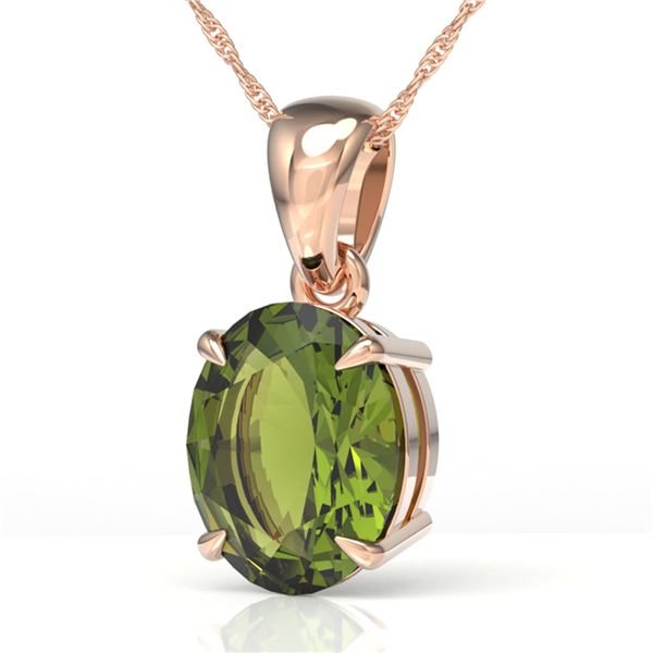 3 ctw Green Tourmaline Designer Solitaire Necklace 14k Rose Gold - REF-32A3N