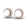 0.50 ctw Micro Pave VS/SI Diamond & Pearl Earrings 14k Rose Gold - REF-46R5K