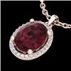 2.50 ctw Garnet & Micro Pave VS/SI Diamond Necklace 14k Rose Gold - REF-29X6A