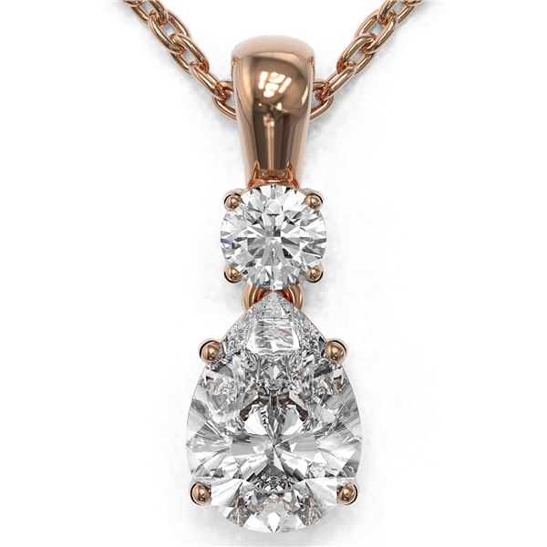 0.9 ctw Pear Cut Diamond Designer Necklace 18K Rose Gold - REF-139A2N