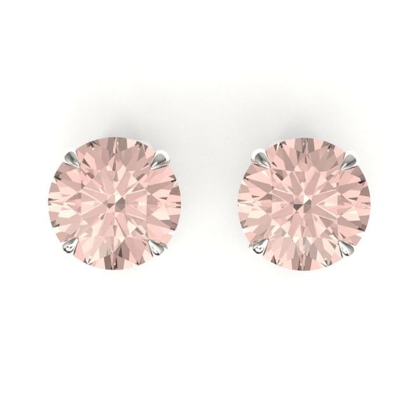 4 ctw Morganite Designer Stud Earrings 18k White Gold - REF-45N2F