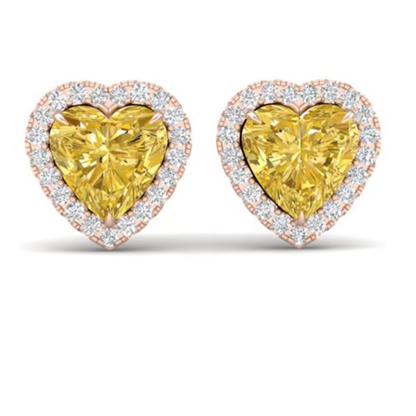 2 ctw Citrine & Micro Pave VS/SI Diamond EARRRING Heart 14k Rose Gold - REF-38W2H