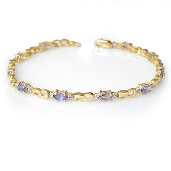 2.06 ctw Tanzanite & Diamond Bracelet 10k Yellow Gold - REF-32R8K