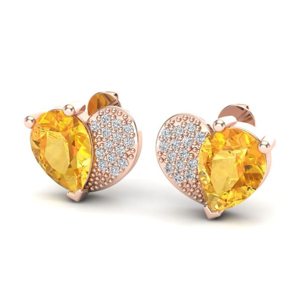 2.50 ctw Citrine & Micro Pave VS/SI Diamond Earrings 10k Rose Gold - REF-22N5F