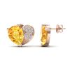 Image 2 : 2.50 ctw Citrine & Micro Pave VS/SI Diamond Earrings 10k Rose Gold - REF-22N5F