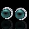0.50 ctw Micro VS/SI Diamond & Peacock Pearl Earrings 18k White Gold - REF-46M5G