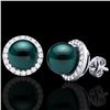 Image 2 : 0.50 ctw Micro VS/SI Diamond & Peacock Pearl Earrings 18k White Gold - REF-46M5G