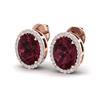 5.50 ctw Garnet & Micro VS/SI Diamond Halo Earrings 14k Rose Gold - REF-45M3G