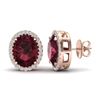 Image 2 : 5.50 ctw Garnet & Micro VS/SI Diamond Halo Earrings 14k Rose Gold - REF-45M3G