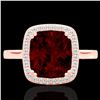 3 ctw Garnet & Micro Pave VS/SI Diamond Certified Ring 14k Rose Gold - REF-32X8A