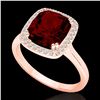 Image 2 : 3 ctw Garnet & Micro Pave VS/SI Diamond Certified Ring 14k Rose Gold - REF-32X8A