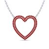3.50 ctw RED Sapphire Heart Halo Designer Necklace 10k White Gold - REF-50W9H