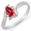 0.35 ctw Red Sapphire & Diamond Ring 14k White Gold - REF-15N2F