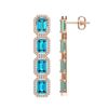 Image 2 : 11.13 ctw Swiss Topaz & Diamond Micro Pave Halo Earrings 10k Rose Gold - REF-172K8Y