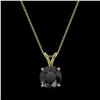 Image 3 : 1.50 ctw Fancy Black Diamond Solitaire Necklace 10k Yellow Gold - REF-30G3W