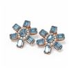 Image 3 : 31.19 ctw Blue Topaz & Diamond Earrings 18K Rose Gold - REF-210M2G
