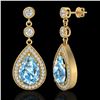 Image 2 : 7.50 ctw Sky Topaz & Micro Pave VS/SI Diamond Earrings 18k Yellow Gold - REF-55N2F