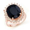 Image 1 : 14.10 ctw Blue Sapphire & Diamond Ring 14k Rose Gold - REF-150R9K