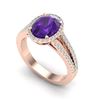 Image 2 : 3 ctw Amethyst & Micro VS/SI Diamond Halo Ring 14k Rose Gold - REF-49A3N