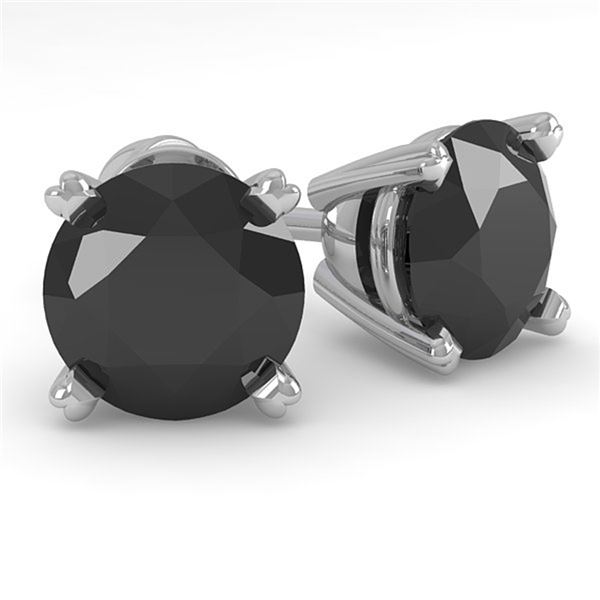 2.0 ctw Black Diamond Stud Designer Earrings 14k White Gold - REF-39A4N