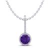 Image 2 : 2 ctw Amethyst & Micro Pave VS/SI Diamond Necklace 18k White Gold - REF-42M4G