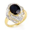 Image 1 : 3.85 ctw Blue Sapphire & Diamond Ring 14k Yellow Gold - REF-90N9F