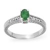 Image 1 : 0.76 ctw Emerald & Diamond Ring 18k White Gold - REF-32M8G