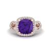 3.75 ctw Amethyst & Micro VS/SI Diamond Certified Ring 14k Rose Gold - REF-42Y6X