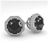 2.0 ctw Black Diamond Stud Solitaire Earrings Art Deco 18k White Gold - REF-50K3Y