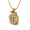 Image 2 : 0.30 ctw Citrine & VS/SI Diamond Micro Pave Necklace 18k Yellow Gold - REF-22Y8X