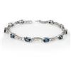 4.25 ctw Blue Sapphire & Diamond Bracelet 14k White Gold - REF-78X2A