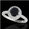 2.15 ctw Certified VS Black Diamond Solitaire Halo Ring 10k White Gold - REF-45M2G