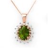 3.55 ctw Green Tourmaline & Diamond Necklace 14k Rose Gold - REF-72X8A